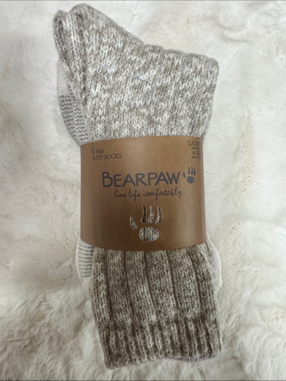 BearPaw Heathered Tan Boot Socks